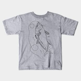 monochrome lineart illustration of a hooked samsons fish Kids T-Shirt